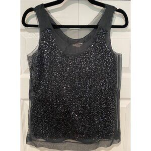 J Crew Womens Silk Mesh Sequin Top Size 0 Gothic Indie Dark Fairy Romantic NYE‎